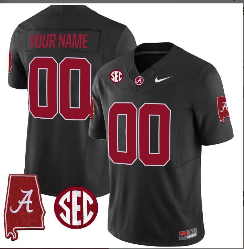 Men Alabama Crimson Tide Vapor Limited black Custom 2024 Nike NCAA Jersey 2